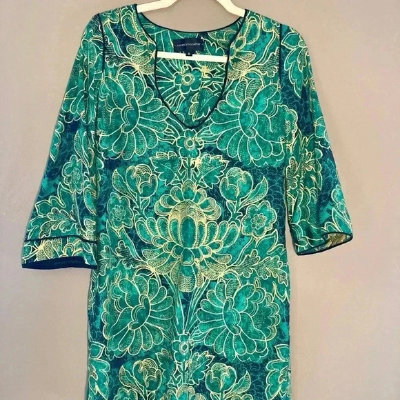 Corey  Lynn Calter silk green lotus ethnic dress - Picture 1 of 4